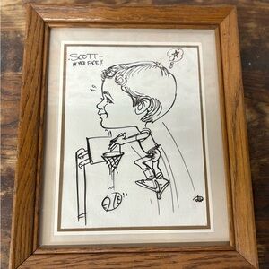 Vintage Framed Basketball Sketch